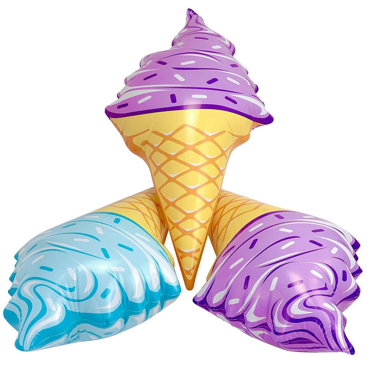Kicko Inflatable Ice Cream Cones 36 Inch 6 Pack 3 for Swimming