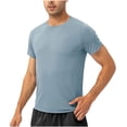 thumbnail image 5 of Nnhblu Men Nylon Short Sleeve Round Neck Quick Dry Sports Blouses Sky Blue M, 5 of 5