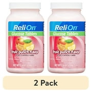 (2 pack) ReliOn Glucose Tablets, Fruit Punch Flavor, 50 Count