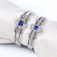thumbnail image 3 of Couple Rings 0.5CT Blue CZ 925 Sterling Silver Women Wedding Ring Men Wedding Band, 3 of 7