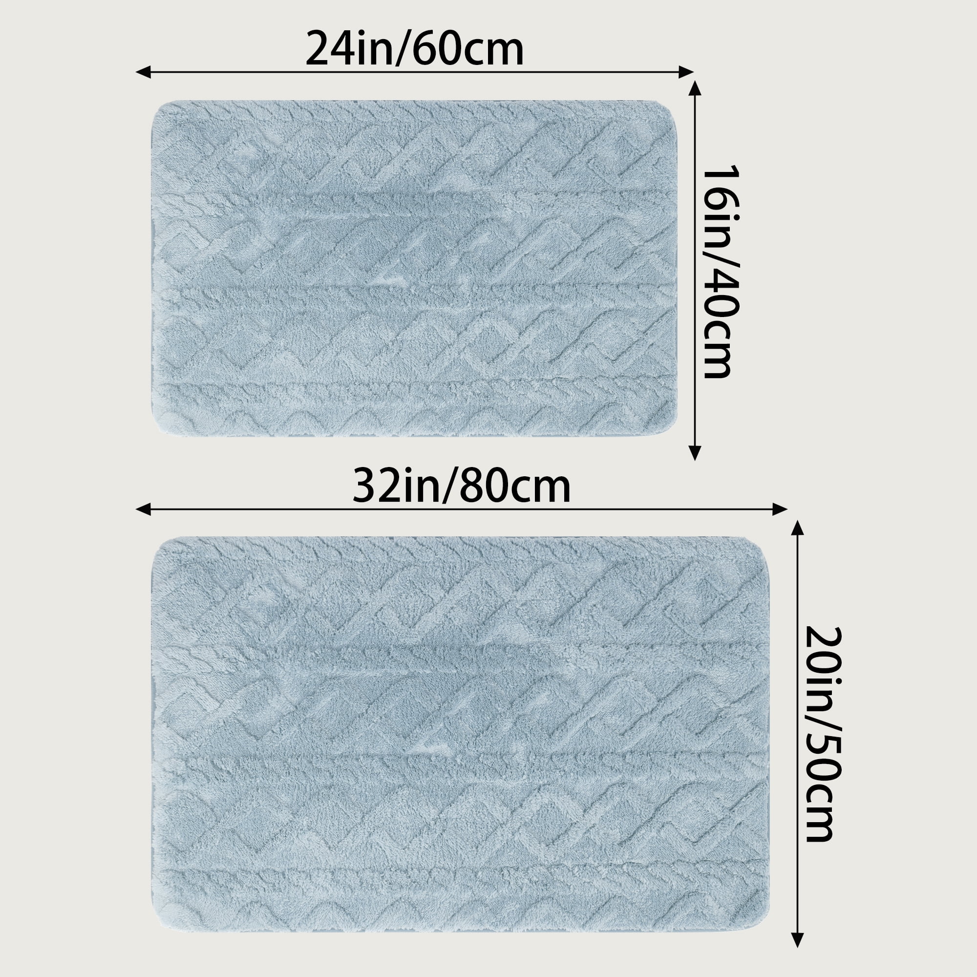 Unique Bargains Geometric Pattern Bath Mat Soft Non-Slip Bath Floor Rugs Blue 16" x 24"