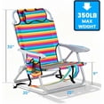 thumbnail image 2 of Portable Beach Chair for Adults, Outdoor Camping Chair Lay Flat Folding Backpack Beach Reclining Chair with 5 Positions, Headrest, Cup Holder, Heavy Rainbow Striped, 2 of 13