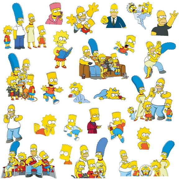 The Simpsons Wall Sticker For Bedroom Living Room Nursery Party Decorations Anime Cartoon Background Self-Adhesive Wall Decor Baby Boy Girl Kids Room Wall Mural Decor Poster Gift