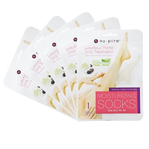 Nu-Pore Korean Moisturizing Socks Luxurious Home Spa Treatment Foot Mask One Size Fits All (5 pcs)