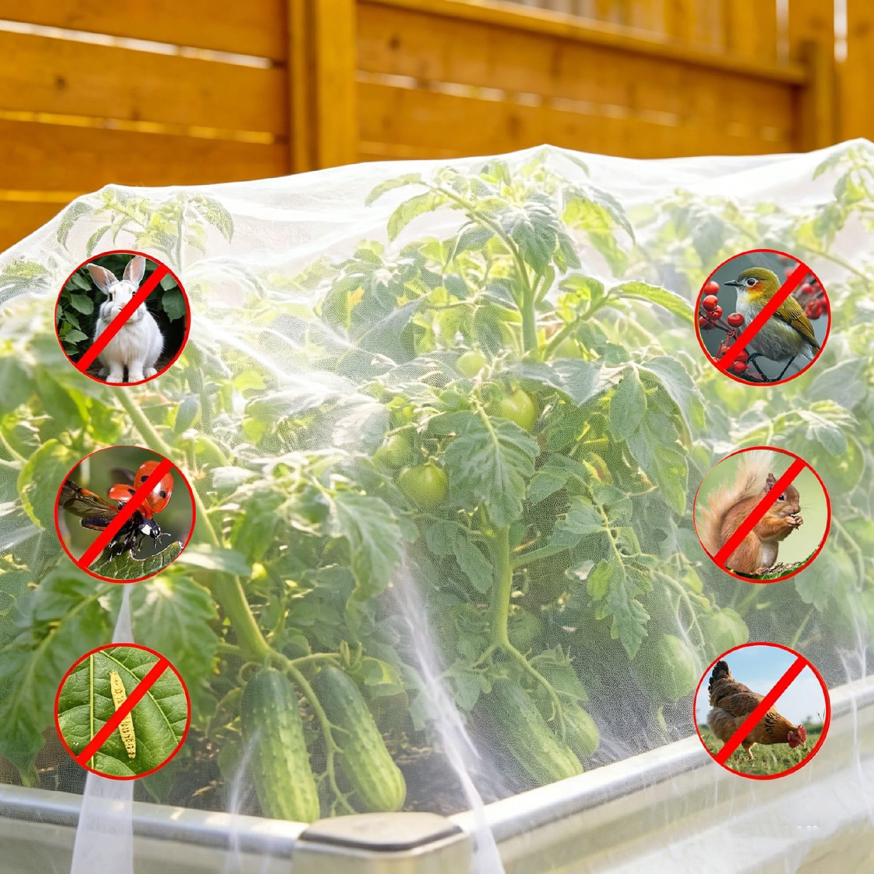 1 Pack 71×18×16 Inch Raised Bed Garden Netting, Fine Mesh Bird Pest Barrier with Drawstring, Reusable Plant Cover for Vegetables Fruits Crops Protection