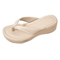 thumbnail image 6 of Rokment Platform Wedge Flip Flops for Women 2026 Beach Summer Fashion Casual Leather Wide Feet Orthopedic Chunky High Heels Dress Slip 0n Comfortable Walking Sandals Vacation Beige Size 6, 6 of 7