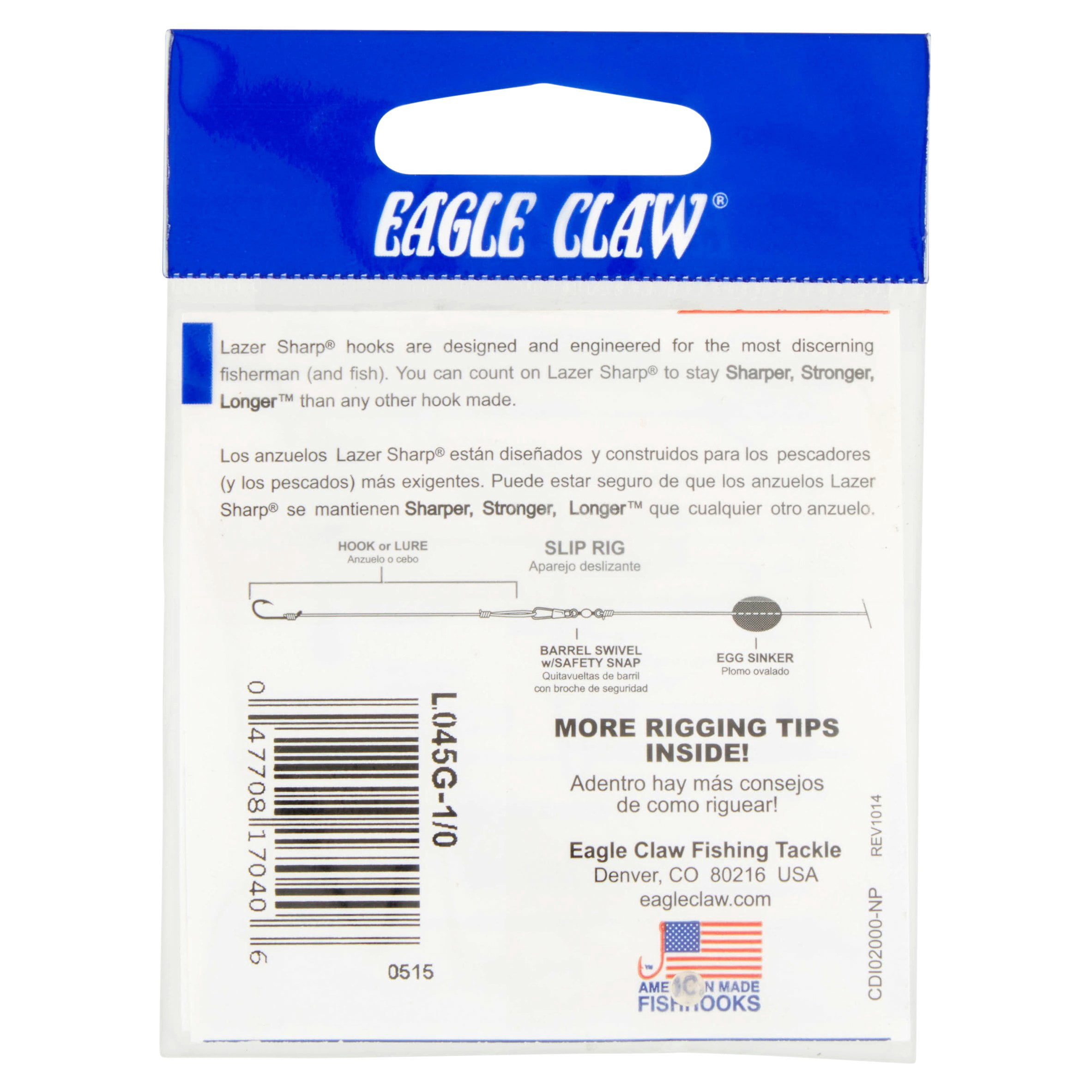(3 pack) Lazer Sharp L045GW-1/0 Rotating Worm Hooks, Size 1/0