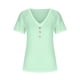 thumbnail image 5 of ICHUANYI Clearance Fashion Womens Casual Solid Color V Neck Lace Stitching Short Sleevet Tops Loose Blouses(Green, S) ICHUANYI WER2023080817584, 5 of 6