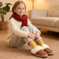 thumbnail image 3 of Kids Plush Fuzzy Slippers for Toddler Boys & Girls, Soft Warm Winter House Shoes, Non-Slip Thick Sole Bedroom Slides for Little Kid & Big Kid, 3 of 6