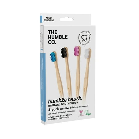 The Humble Co. Biodegradable Bamboo Toothbrush, Ultra-Soft Bristle, 4pk
