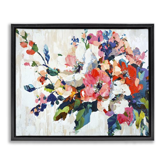 Stupell Industries Modern Abstract Flower Blooming Branch Black Floating Frame Canvas Art, 21 x 17, by Franklyn Gregory