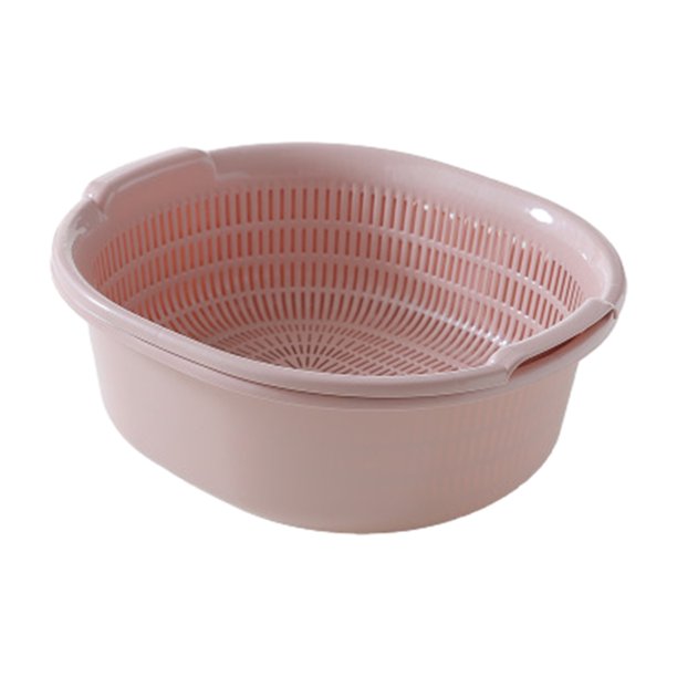 Cesta de drenaje doble Injueey multifuncional PP color Rosa