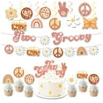 thumbnail image 2 of Stay Groovy Disposable Tableware Set Paper Banner Straws For Bohemian Hippie Groovy Happy Birthday Party Decoration Supplies, 2 of 4