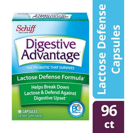 Digestive Advantage Lactose Defense Formula, Probiotic Digestive Enzyme Supplement, 96
