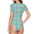 thumbnail image 4 of The Xecao Blue Print Women's Crew Neck Body Suit, a short-sleeved bodysuit and basic swimsuit, both comfort and style for dating and daily life, 4 of 9