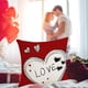 thumbnail image 4 of Funda de almohada de San Valentín | Funda de cojín decorativa con estampado de corazones rojos para sofá y cama | 45 x 45 cm, poliéster con aspecto de lino | Decoración para el hogar, regalo festivo, 4 of 6