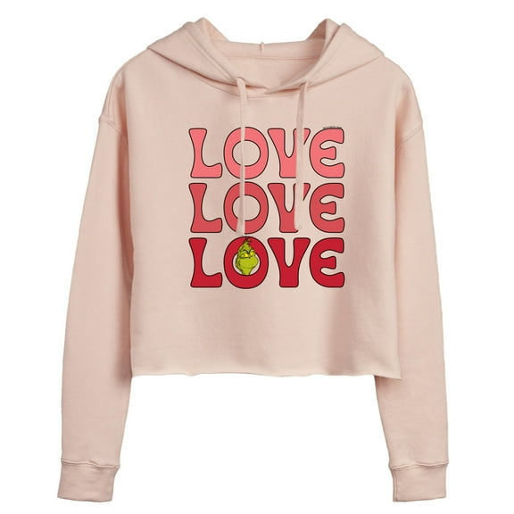 The Grinch - Grinch Love Stack  - Juniors Cropped Pullover Hoodie