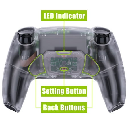 eXtremeRate Clear Back Paddles Programable Rise 2.0 Remap Kit Upgrade Board & Back Shell & Buttons Set for PS5 Controller BDM-010/020