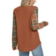 thumbnail image 5 of Tunic Tops for Women Loose Fit Dressy Waffle Knit Long Sleeve Shirts Trendy Fall Fashion Crewneck Sweaters Curved Hem Saffron S, 5 of 5