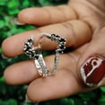 thumbnail image 2 of Classic Black and White Diamond Ring Enhance Wrap in 925 Sterling Silver Custom Birthstone Ring, 2 of 7