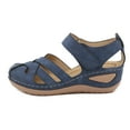 thumbnail image 6 of Anuirheih Women's Wedge Sandals Summer Closed Toe Sandal for Women Platform Dressy Wedges(Blue), 6 of 7