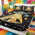 thumbnail image 4 of meiyoeat Cartoon Cat Galaxy Bed Sheets For Boys,Space Theme Kitten Print Full Size Sheets,4pcs,1 Flat Sheet,1 Fitted Sheet and 2 Pillowcases, 4 of 6