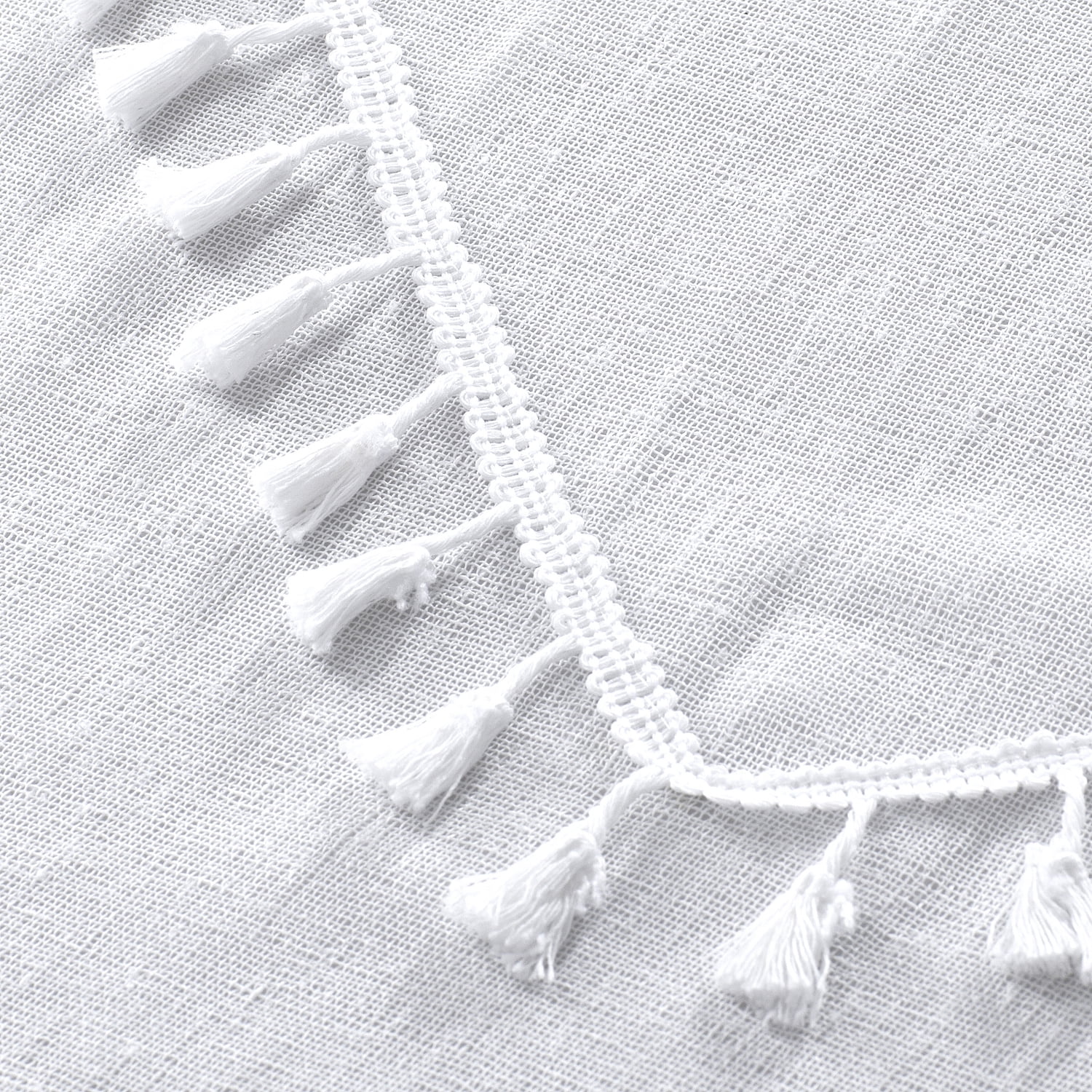 Dainty Home Natural Tassels 3D Tassels Design Linen Look 70" x 72" Shower Curtain in White