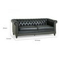 thumbnail image 5 of Benjara Ober Sofa, Rivets Chesterfield Tufted Black Faux Leather, 79 Inch Gray Wood, 5 of 5