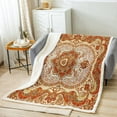 thumbnail image 2 of Persian Sherpa Blanket Red Oriental Medallion Blanket, Hippie Mandala Throw Blanket for Chair Tribal Bohemian Fleece Blanket 40x50 Size, Traditional Vintage Plush Blanket, 2 of 6