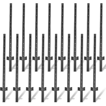 Fence Posts 4.8 Feet - 16Pack, Heavy Duty Metal Fence Post with U-Channel, No Dig Steel Fence Post for Farm, Garden, Orchard and Outdoor Wire Fencing (Black)