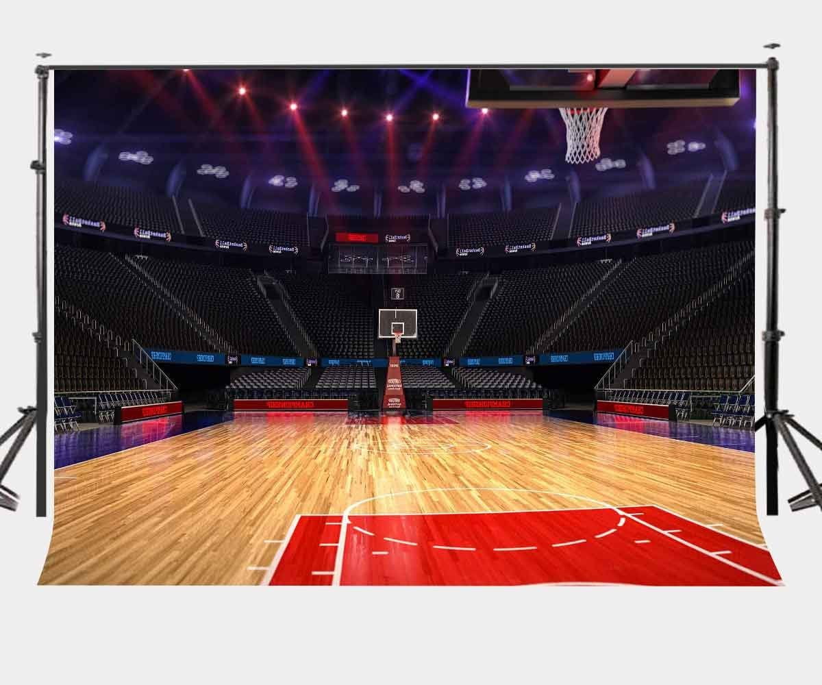 ABPHOTO Polyester 7x5ft Bright Indoor Basketball Court Backdrop Empty