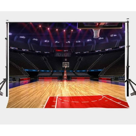 ABPHOTO Polyester 7x5ft Bright Indoor Basketball Court Backdrop Empty Basketball Games Court Photography