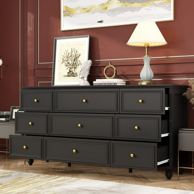dresser drawers under $100 Sikaic Dresser Bedroom Furniture 55.1 Inches Dresser with 10 Storage Drawers White / Engineered Wood / Modern main image 1