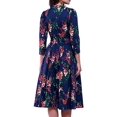 thumbnail image 3 of Women's Floral Printed Tunic Flared Midi Dress Round Neck Party Cocktail Dresses, 3 of 6