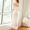 thumbnail image 3 of Previn Women's Princess Nightgown Short Sleeve Victorian Vintage Night Dress Cotton Fall Long Sleep Dress Comfy White Large, 3 of 4