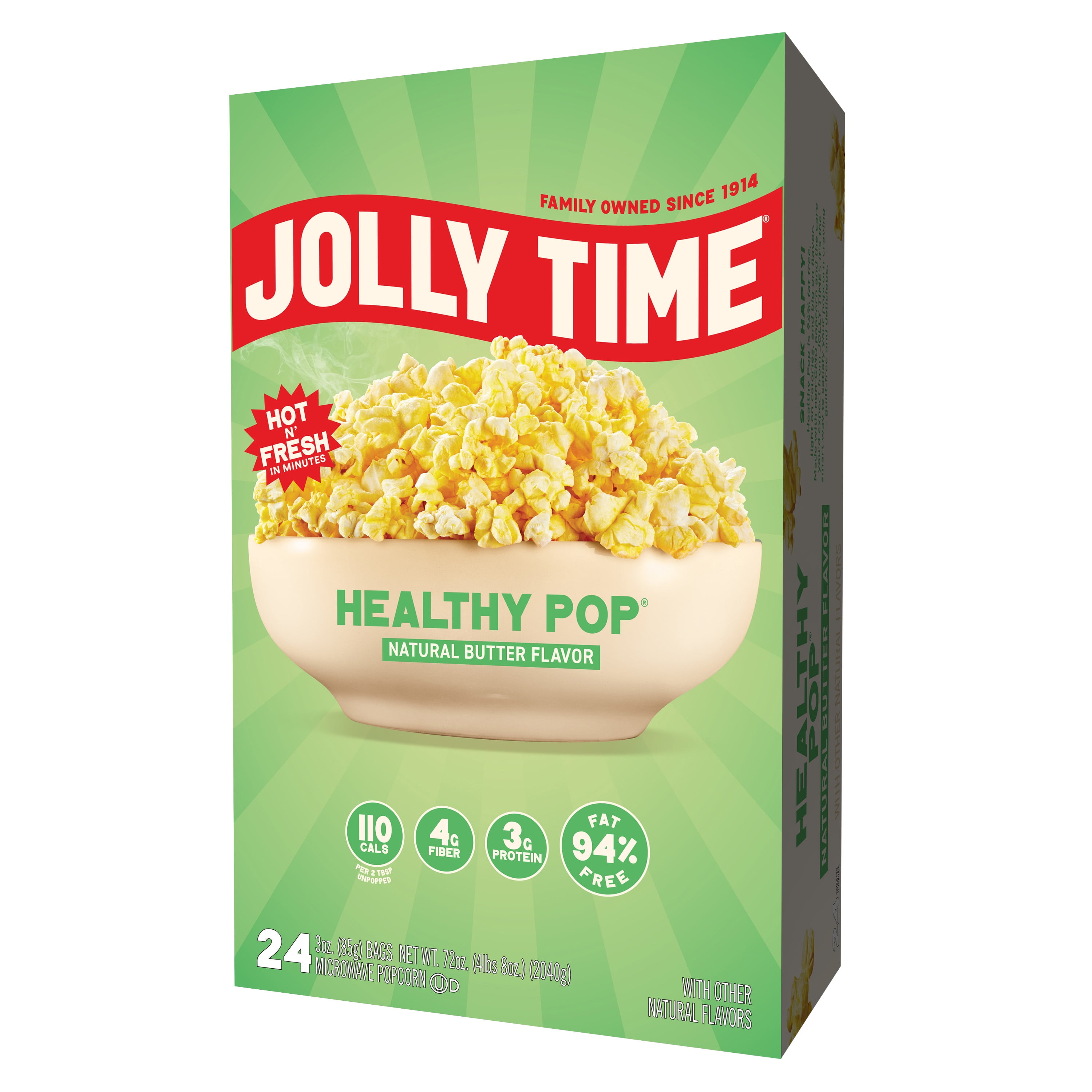 Jolly Time Butter & Sea Salt, Healthy Pop Microwave Popcorn, 3 oz, 24 Count  Gluten-Free