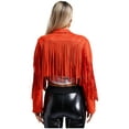 thumbnail image 3 of dPois Women's Fringe Faux Suede Leather Jackets Fashion Cowgirl Tassel Motorcycle Cropped Coats Brick Red M, 3 of 7