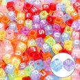 thumbnail image 4 of 1400pcs 5 Color Acrylic Alphabet Cube Beads Letter Beads With 1 Roll 50m Crystal String Cord For Jewelry Making6mm, 4 of 5