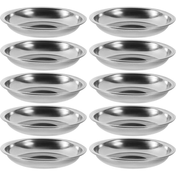 10Pcs Small Plates Stainless Steel Appetizer Plates Round Seasoning Plates Metal Saucers Plates Metal Dishes Basic Cat Bowls 10cm