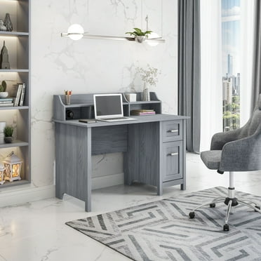 Techni Mobili Classic Office Desk with Storage, Gray RTA-8411-GRY