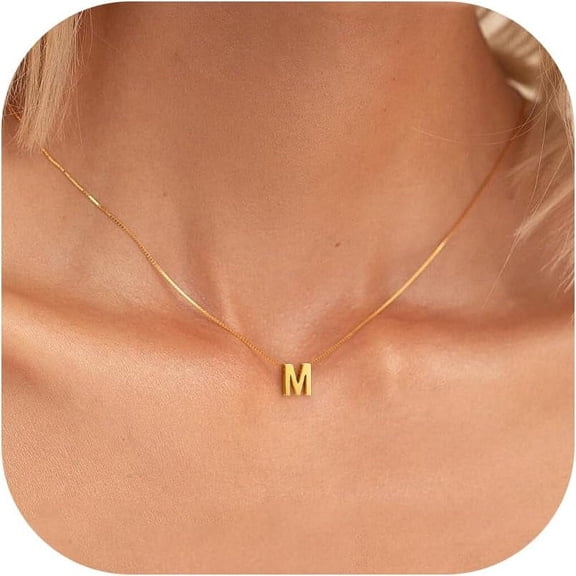 Initial Necklaces for Women - Dainty 18K Gold Plated Initial Necklace Tiny A-Z Pendant Name Necklace Trendy Letter Necklace Gold Jewelry for Women Gifts
