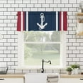 thumbnail image 4 of Nautical Valances, Nautical Anchor Red White Stripes Navy Blue Rod Pocket Cafe Valance Short Window Curtains Valances for Kitchen, Bedroom, Living Room, 1 Panel, 54''''X18'''', 4 of 5