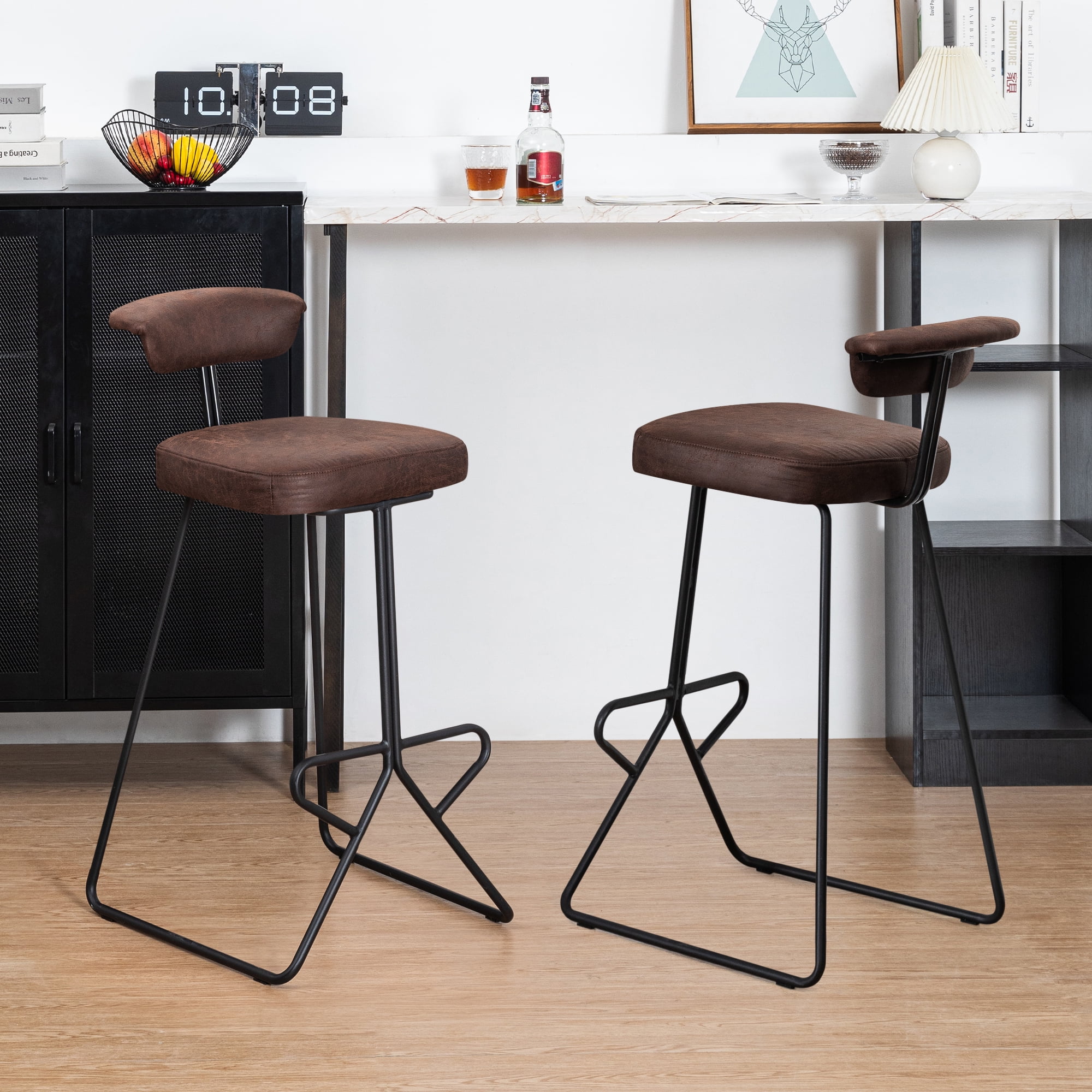 29inch Bar Stools Set of 2 Armless Heavy Duty Upholstered Bar Chair