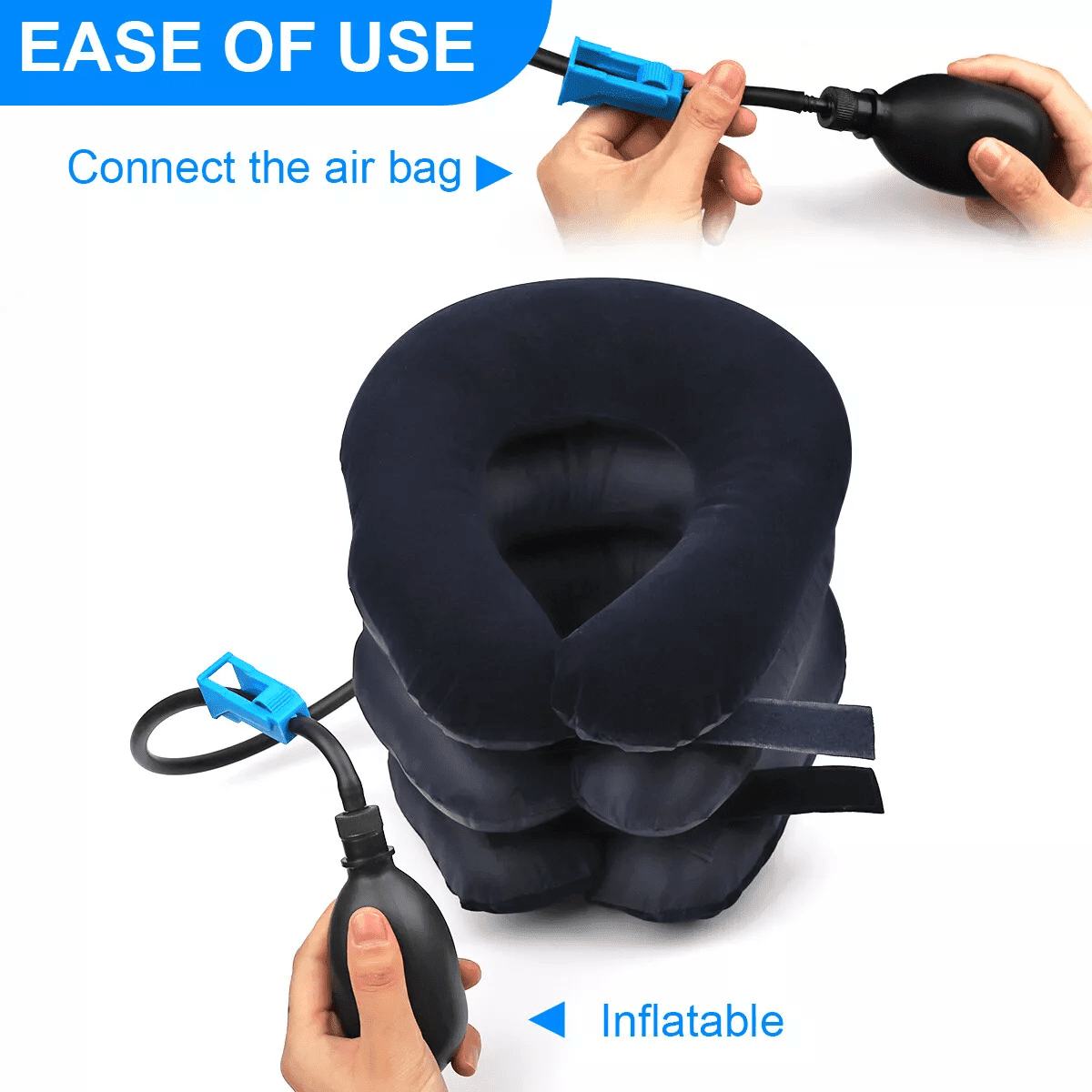 YIYUN Inflatable Neck Stretcher & Traction Pillow – Portable Cervical Relief for Pain, Stress & Muscle Tension – Home, Office & Travel Use.