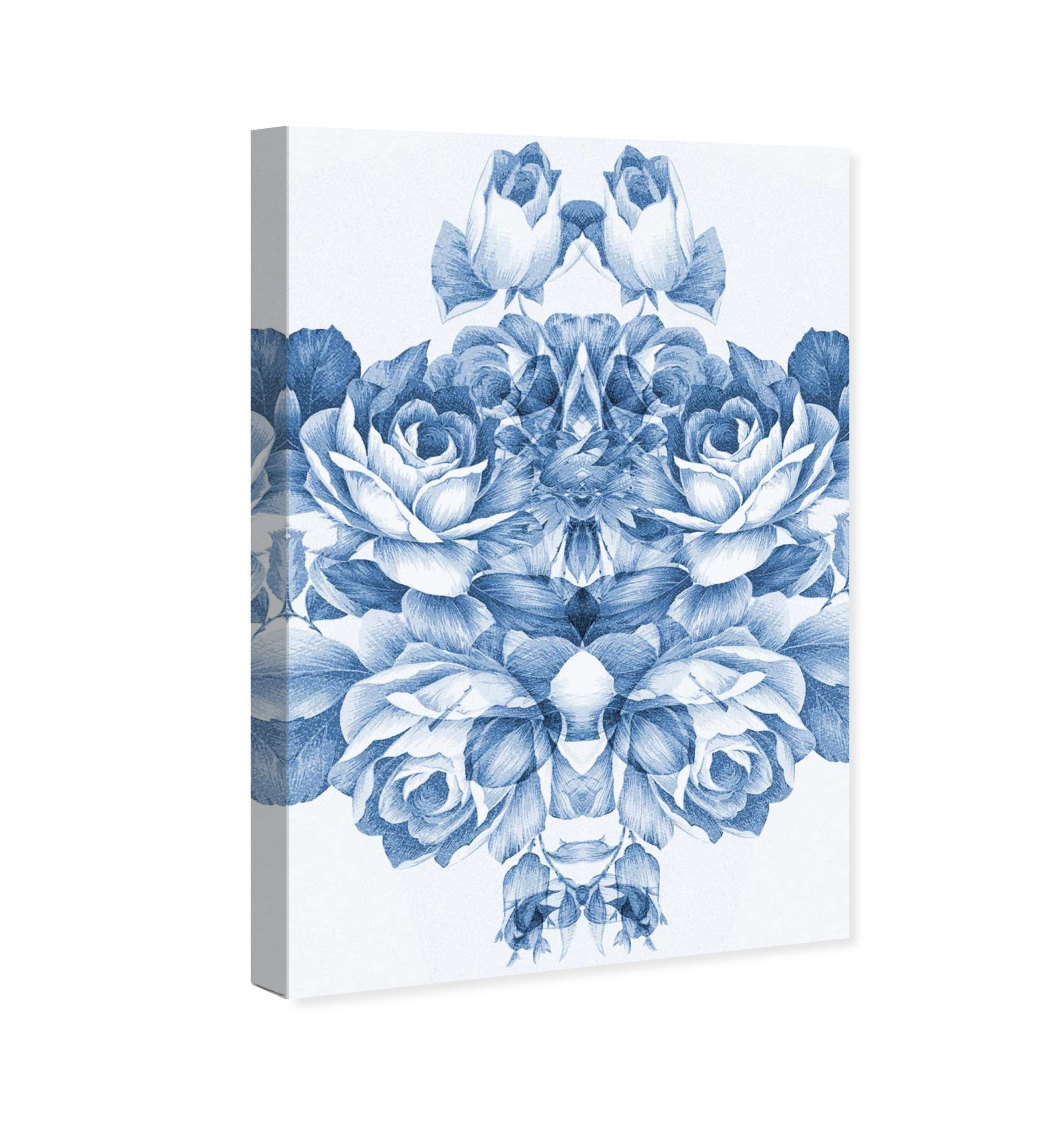 Wynwood Studio Floral and Botanical Shabby Chic Canvas Art - Blue And White Bunch Of Flowers, Wall Art for Living Room, Bedroom, and Bathroom, 24 in x 36, Blue and White Home Decor