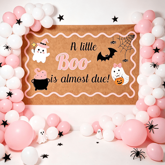 Halloween Baby Shower Decoration Banner - "A Little Boo Is Almost Due" Theme, Perfect for Baby Showers & Family Gatherings