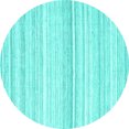 thumbnail image 1 of Ahgly Company Machine Washable Indoor Round Abstract Turquoise Blue Contemporary Area Rugs, 4' Round, 1 of 4