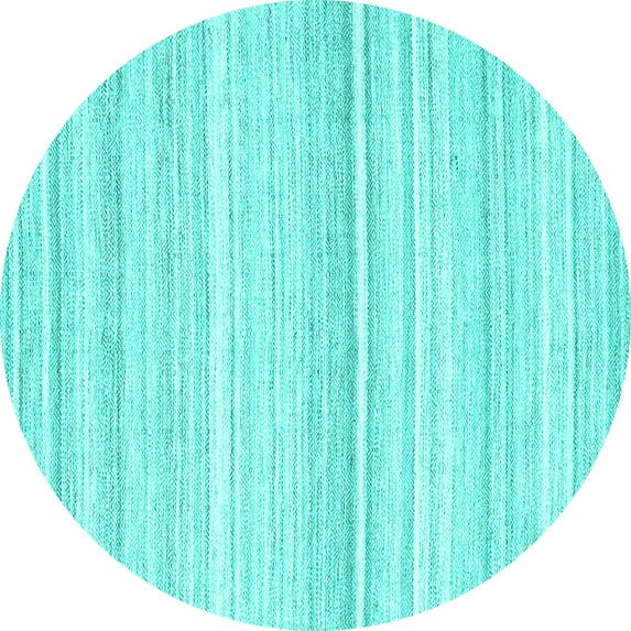 Ahgly Company Machine Washable Indoor Round Abstract Turquoise Blue Contemporary Area Rugs, 4' Round
