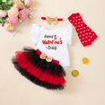 thumbnail image 2 of EnJoCho Baby Girl Valentines Day Outfit 3Pcs Set Letter Print 𝖱omper Bodysuit Tutu Skirt Headband Clothing Party Festival Holiday Photo Gift Set Toddler Baby Dress, 2 of 4