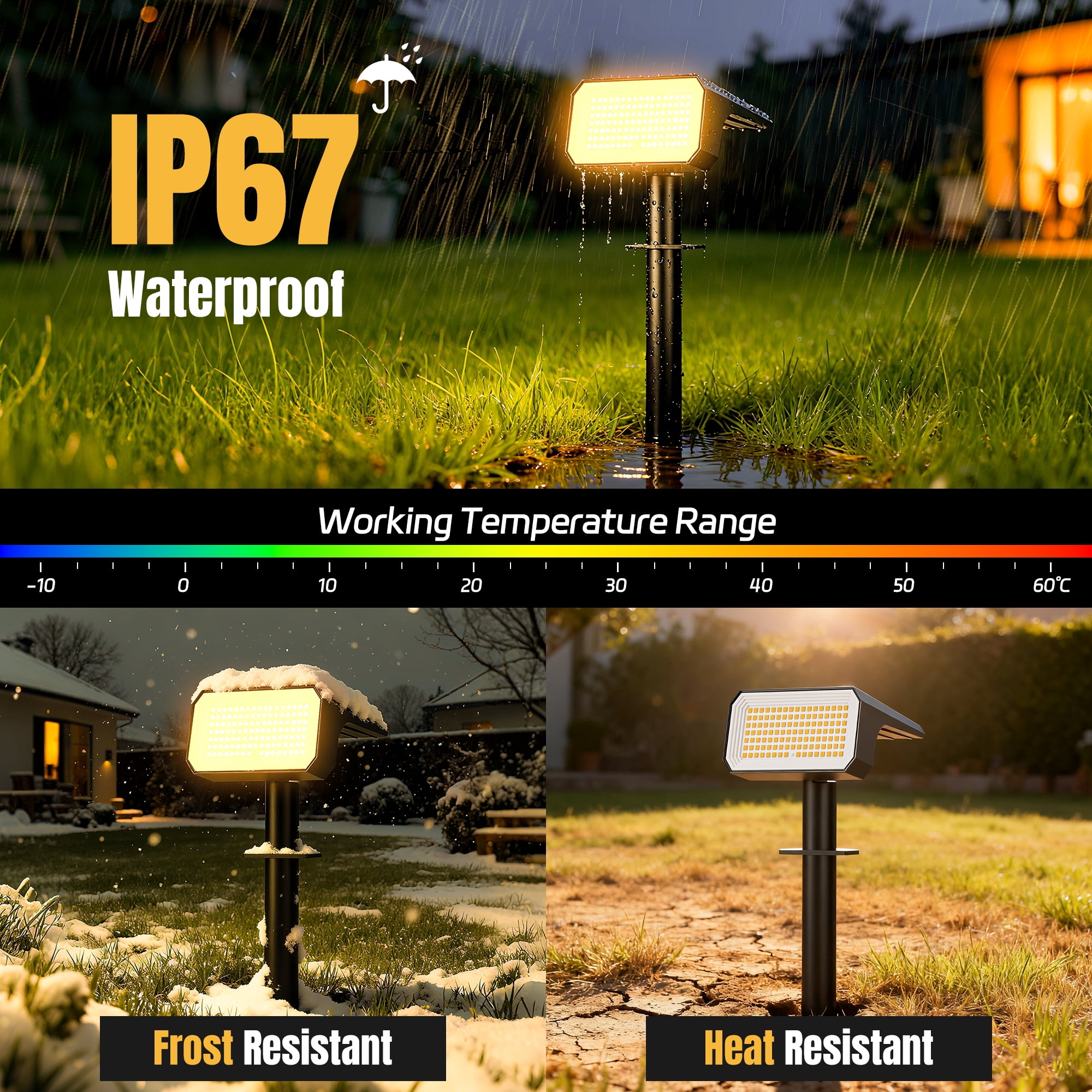 Flaow Solar Lights Outdoor, 10 pack,118 LED Solar Spotlights with 4 Modes, IP65 Waterproof Auto On/Off for Garden, Yard, Pathway, Lawn-Warml White